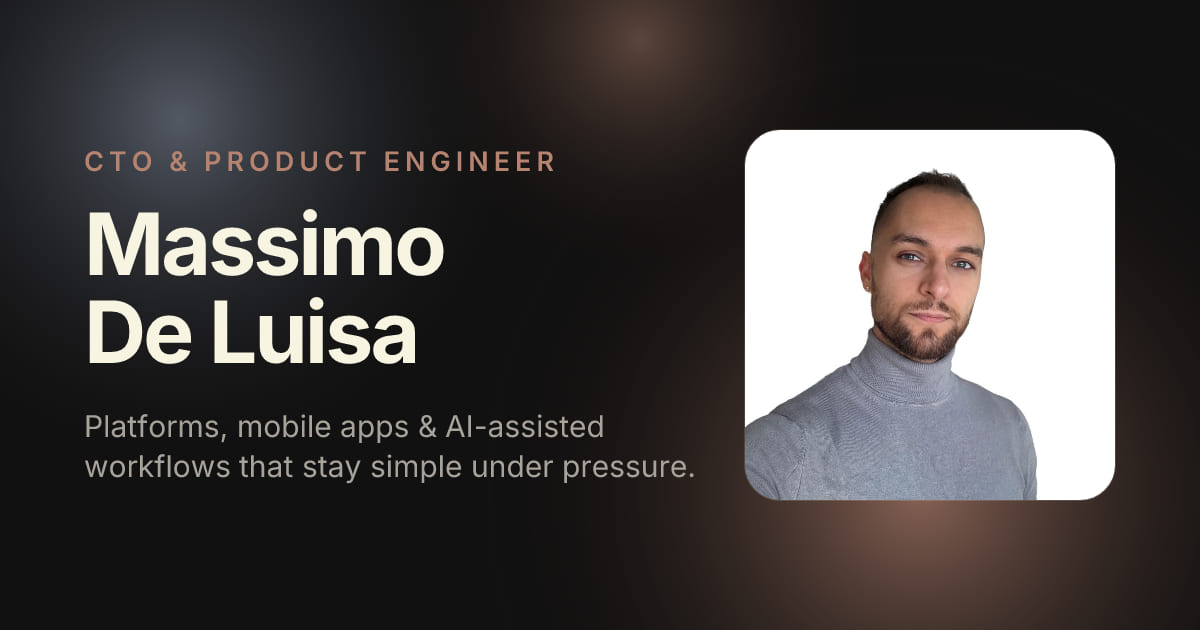 Open Graph card for deluisa.me, with Massimo De Luisa's portrait